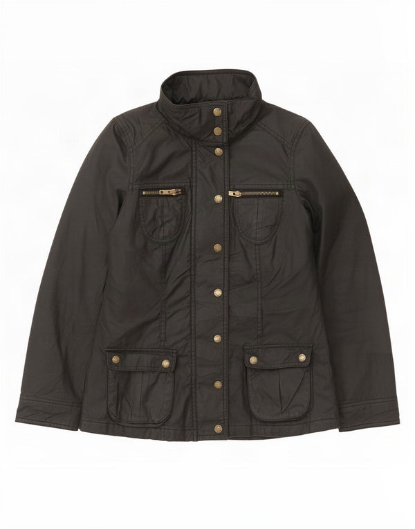 Jaqueta feminina de algodão encerado Oasis UK 6 XS cinza