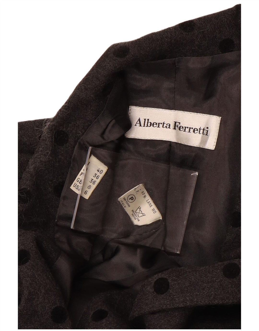 Sobretudo feminino ALBERTA FERRETTI Reino Unido 8 lã de bolinhas cinza pequena