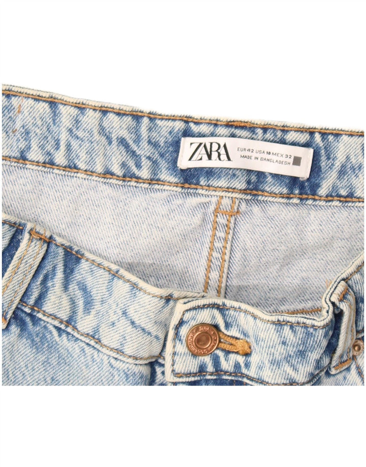 Zara Shorts jeans feminino desgastado UE 42 grande W32 azul