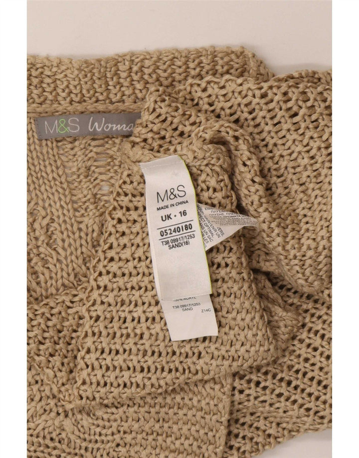 Suéter cardigã feminino grande Marks & Spencer Reino Unido 16 grande bege acrílico