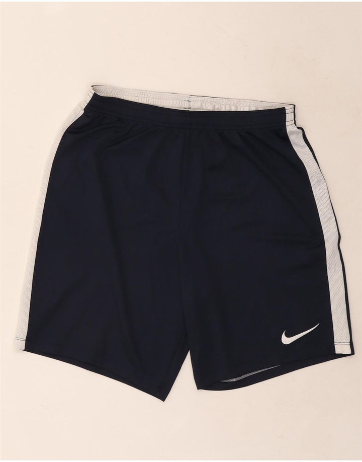 Shorts esportivos masculinos Nike Dri Fit grande poliéster colorblock azul marinho
