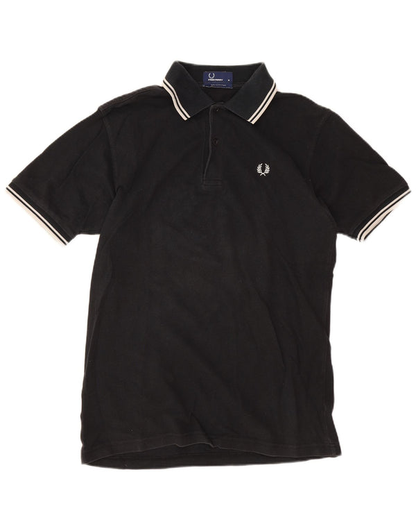 Camisa polo masculina Fred Perry de algodão preto médio