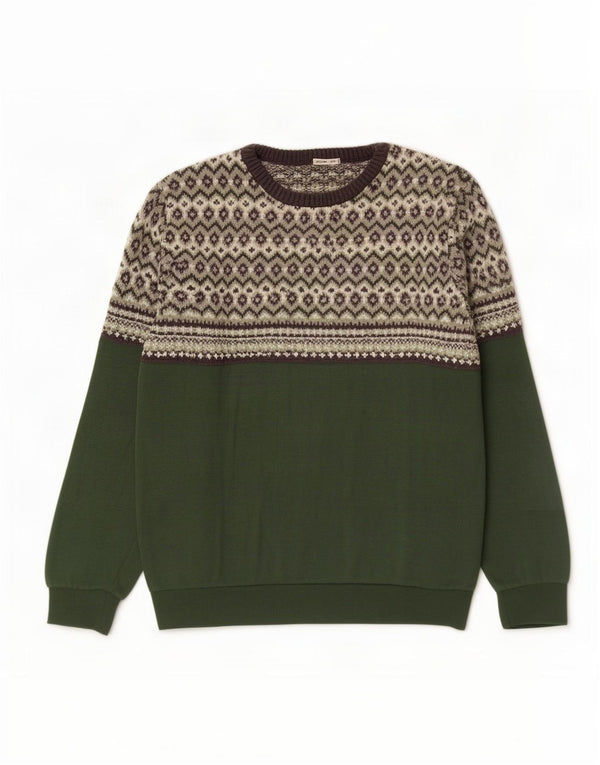 Suéter masculino Scout com gola canoa XS verde Fair Isle poliéster
