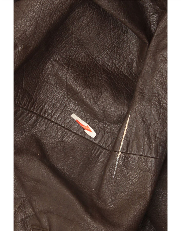 Jaqueta de couro feminina vintage UK 22 3XL marrom