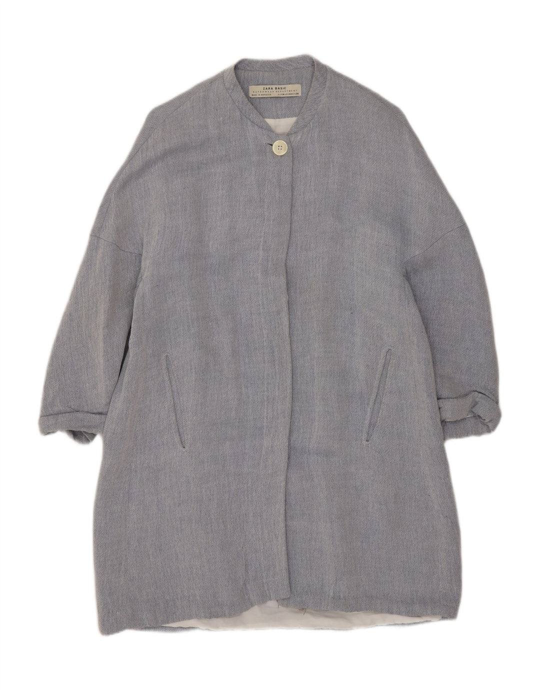 Sobretudo feminino Zara UK 14 azul médio
