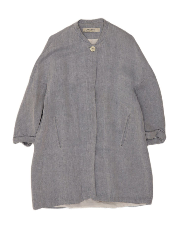 Sobretudo feminino Zara UK 14 azul médio