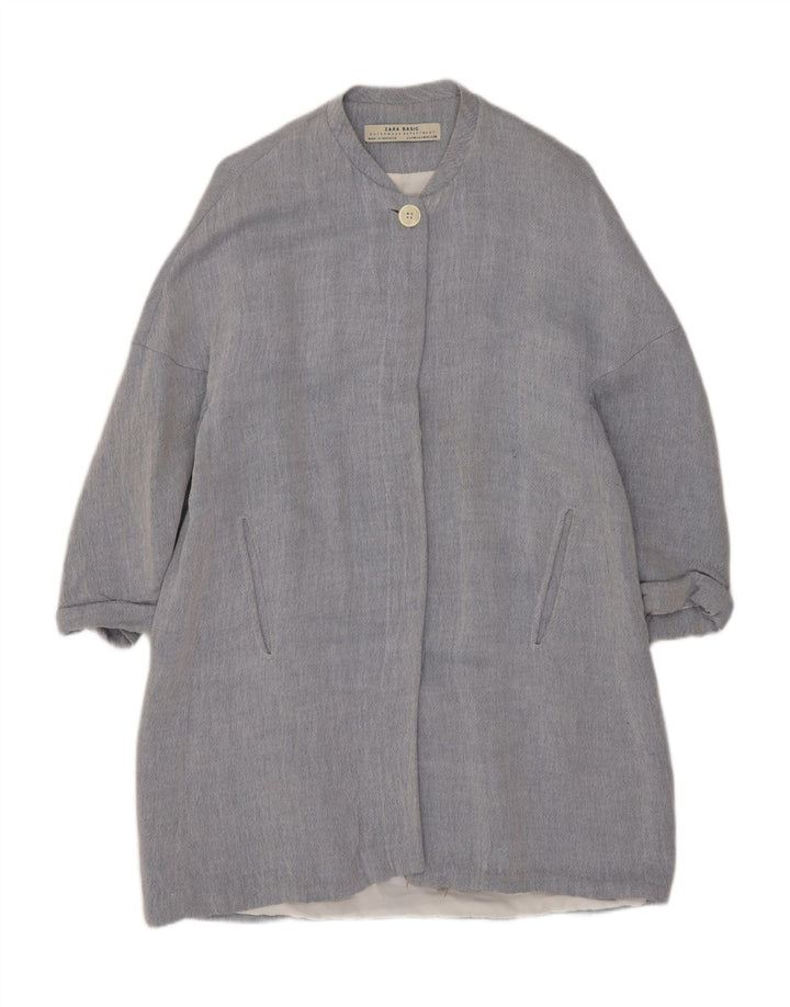 Sobretudo feminino Zara UK 14 azul médio