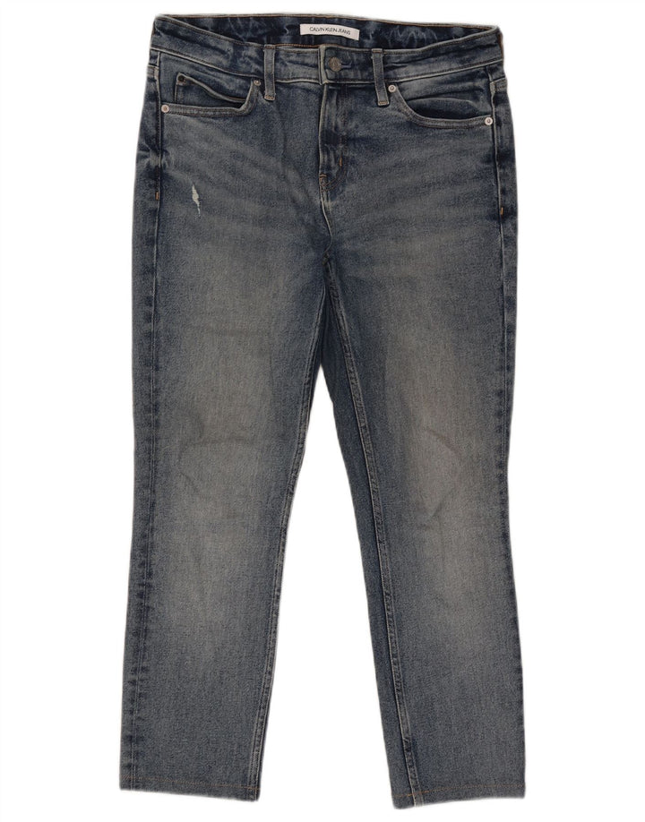 CALVIN KLEIN Calça jeans masculina cortada desgastada W30 L25 azul