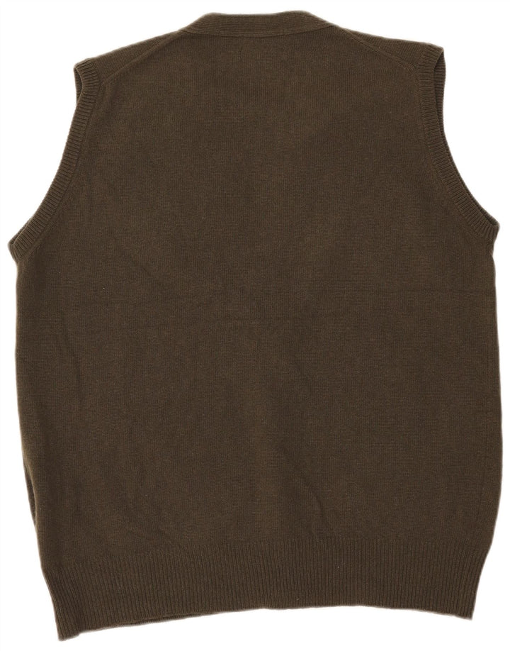 Suéter cardigã masculino sem mangas Barbour grande lã cáqui