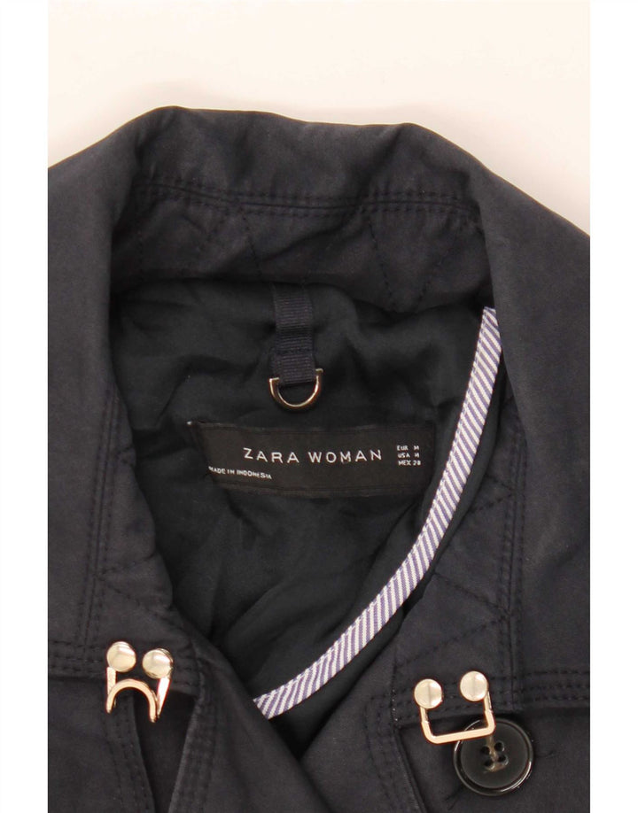 Zara Womens Trench Coat UK 12 Médio Azul Marinho