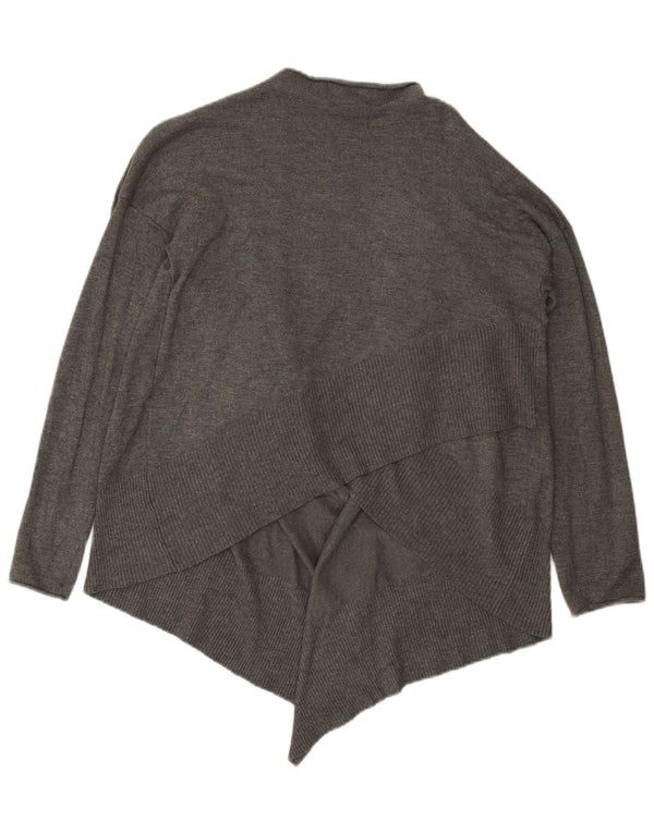 Suéter cardigã aberto assimétrico grande Zara feminino Reino Unido 10 pequeno cinza