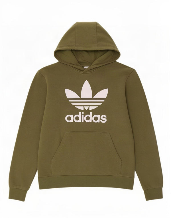Suéter com capuz gráfico Adidas Boys 14-15 anos algodão cáqui