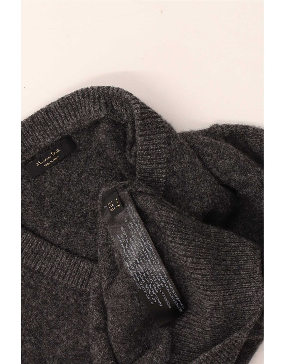 Suéter feminino Massimo Dutti regular fit com decote em V Reino Unido 10 pequeno cinza