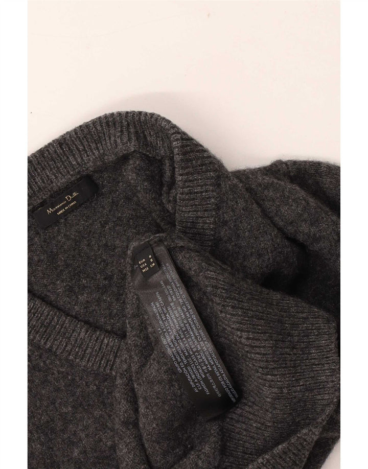 Suéter feminino Massimo Dutti regular fit com decote em V Reino Unido 10 pequeno cinza