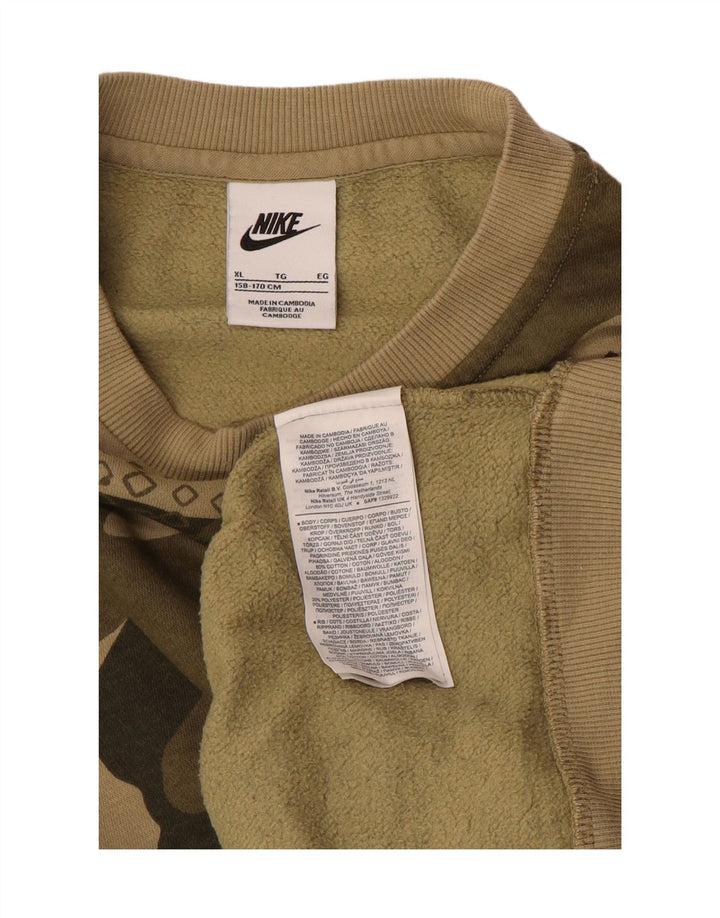 Moletom Nike Meninos Jumper 13-14 Anos XL Cáqui Camuflado Algodão