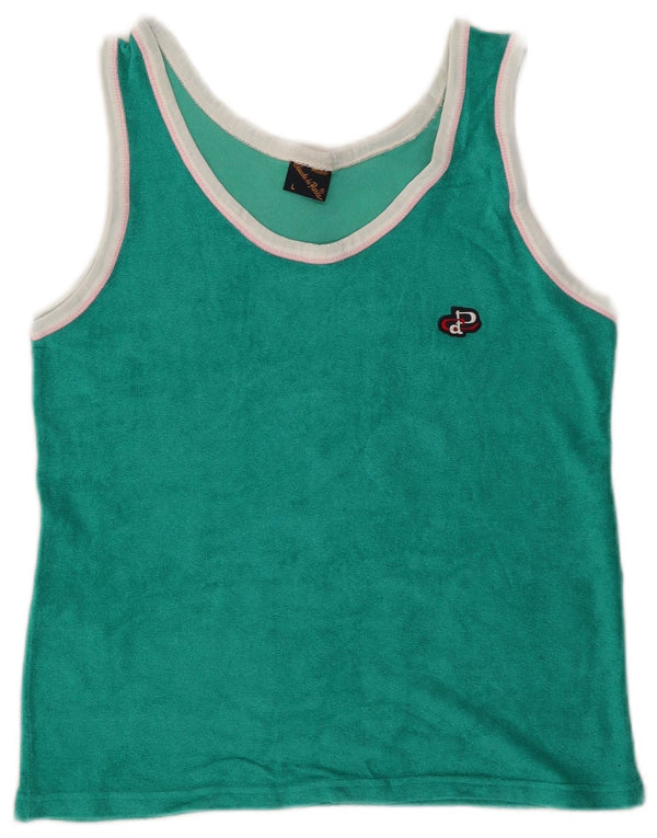 Top feminino vintage de veludo cropped UK 14 grande verde