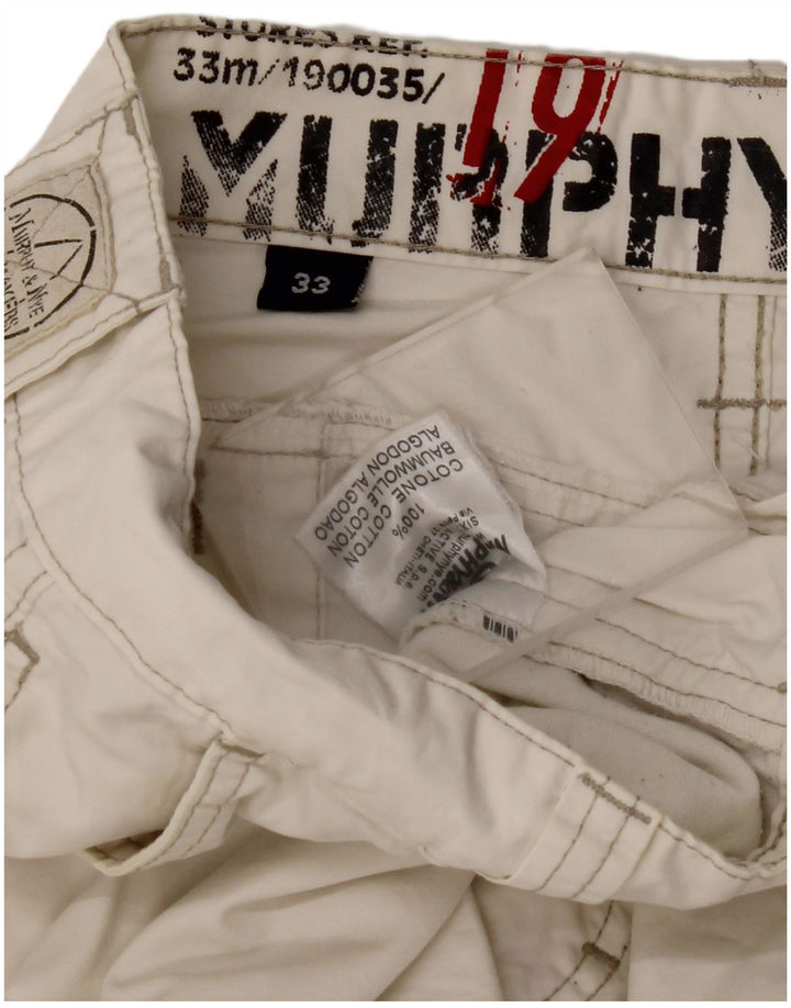 Calça casual reta masculina MURPHY & NYE W33 L32 algodão branco