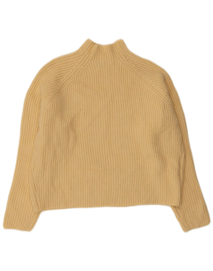 ZARA Suéter feminino superdimensionado com gola de tartaruga Reino Unido 10 pequeno amarelo