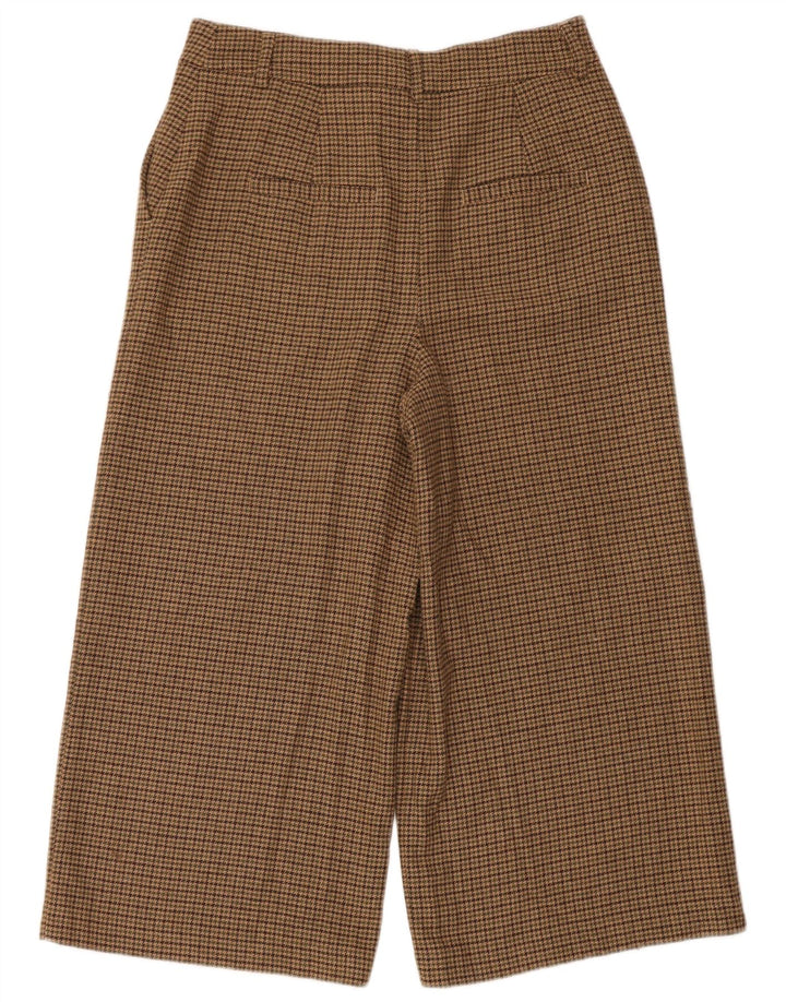 Calça feminina Boden cortada UK 12 médio W30 L23 marrom houndstooth