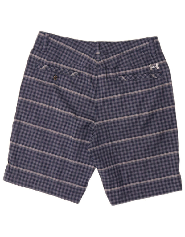 Under Armour Mens Chino Shorts W32 Poliéster Gingham Azul Médio