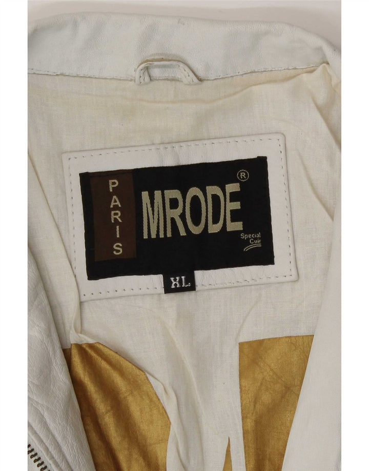 Jaqueta de couro vintage feminina para motociclista UK 18 XL couro branco