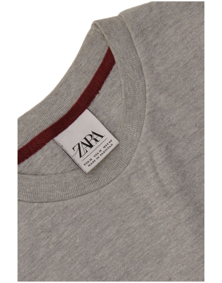 Zara Moletom Masculino Jumper Médio Cinza Colorblock