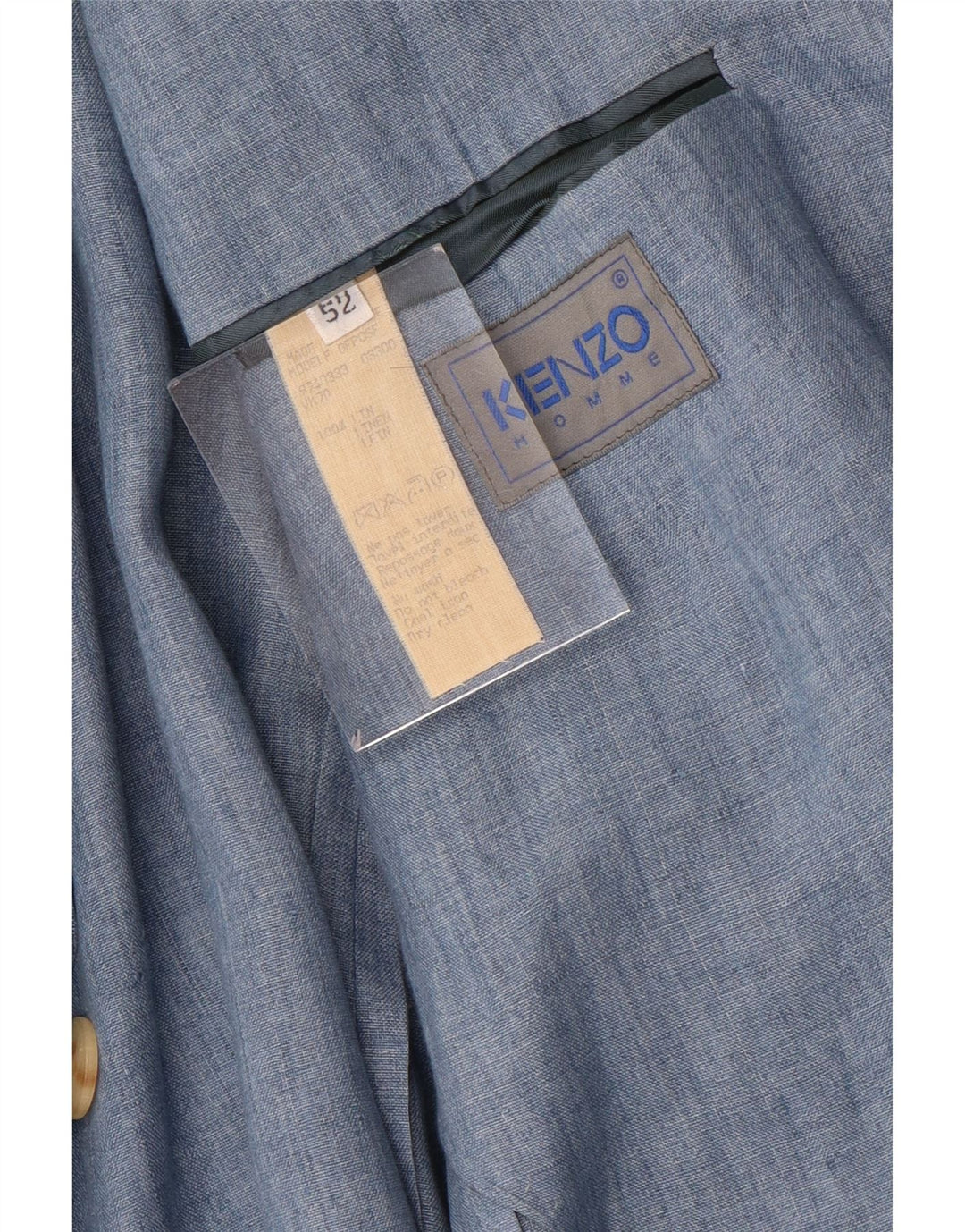 Jaqueta Blazer Masculina Kenzo com 3 Botões IT 52 XL Linho Azul