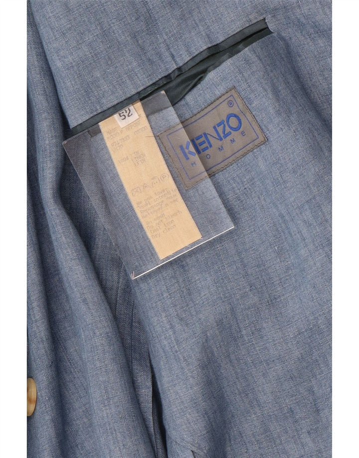 Jaqueta Blazer Masculina Kenzo com 3 Botões IT 52 XL Linho Azul