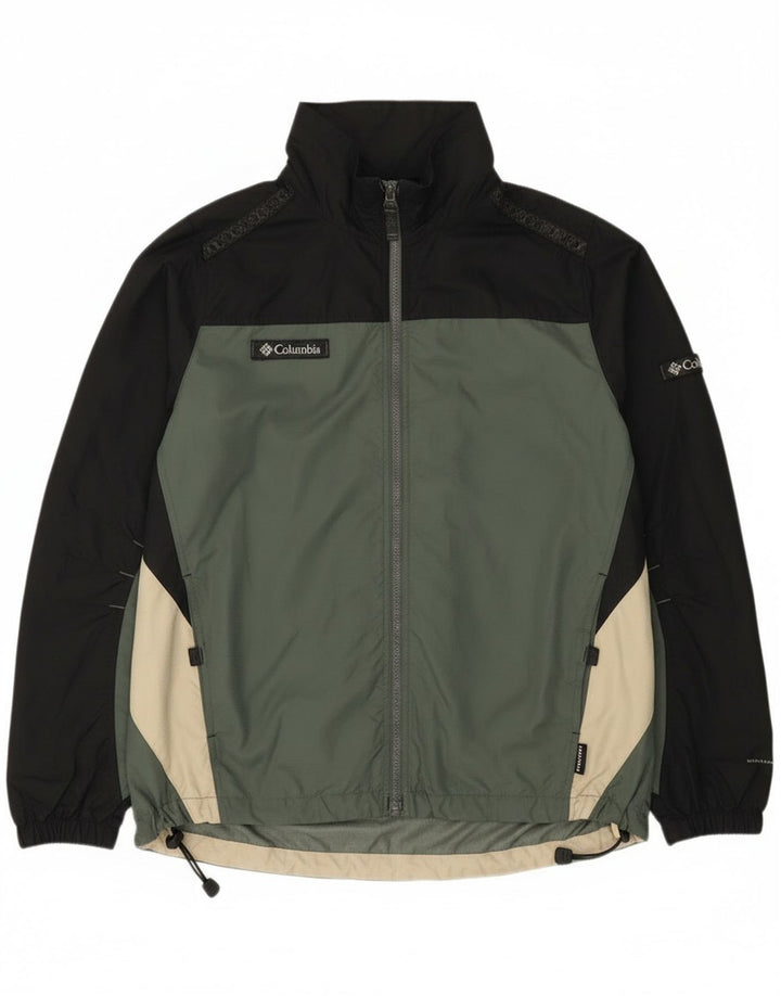 Columbia Mens Rain Jacket UK 38 Medium Green Colourblock Nylon