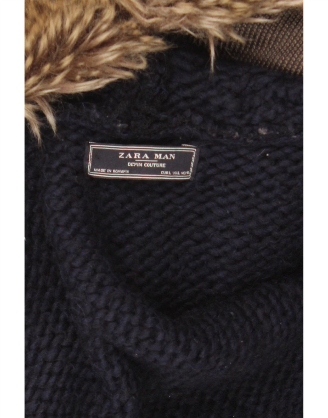 Suéter cardigã masculino Zara com capuz grande azul marinho