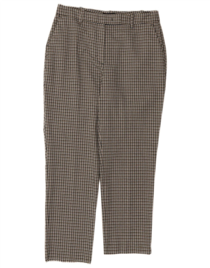 Calças cortadas femininas Marks & Spencer Reino Unido 10 pequenas W30 L24 xadrez cinza