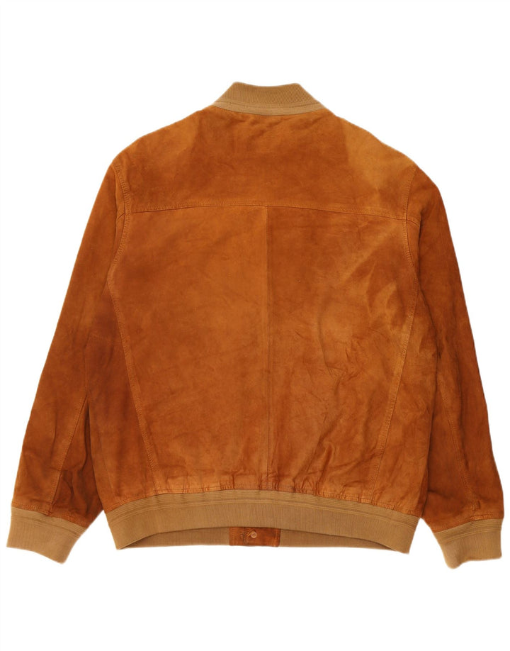 Jaqueta bomber masculina de camurça Project Classico UK 42 XL couro marrom