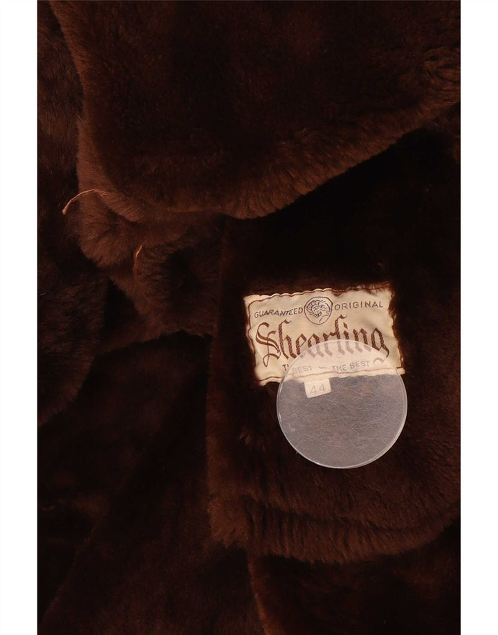 Vintage Womens Oversized Shearling Coat IT 44 Medium Brown