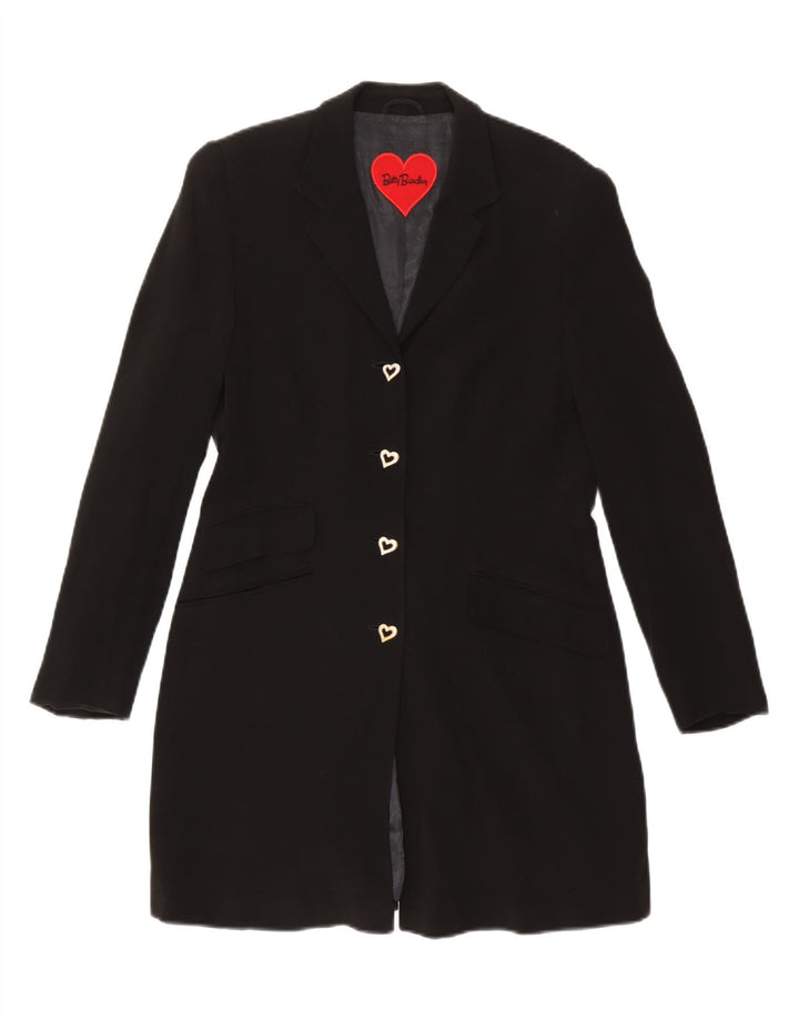Jaqueta blazer feminina Betty Barclay com 4 botões e longline Reino Unido 12 médio preto