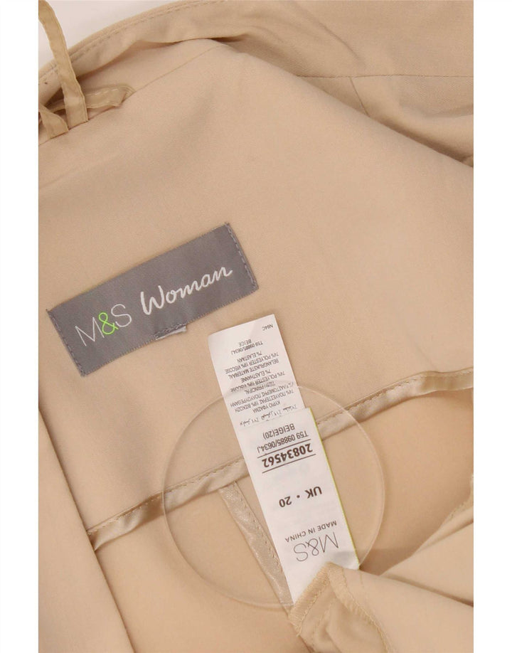 Jaqueta Blazer aberta feminina Marks & Spencer Reino Unido 20 2XL poliéster bege