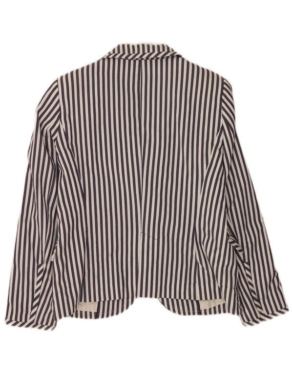Jaqueta blazer feminina Zara com 2 botões UK 18 XL azul marinho listrado