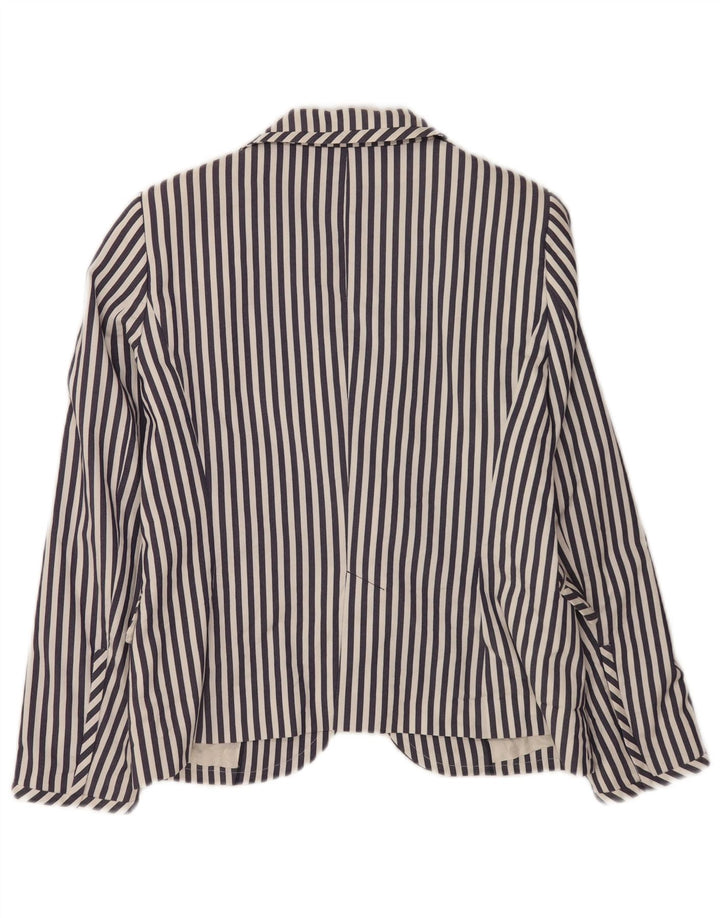 Jaqueta blazer feminina Zara com 2 botões UK 18 XL azul marinho listrado
