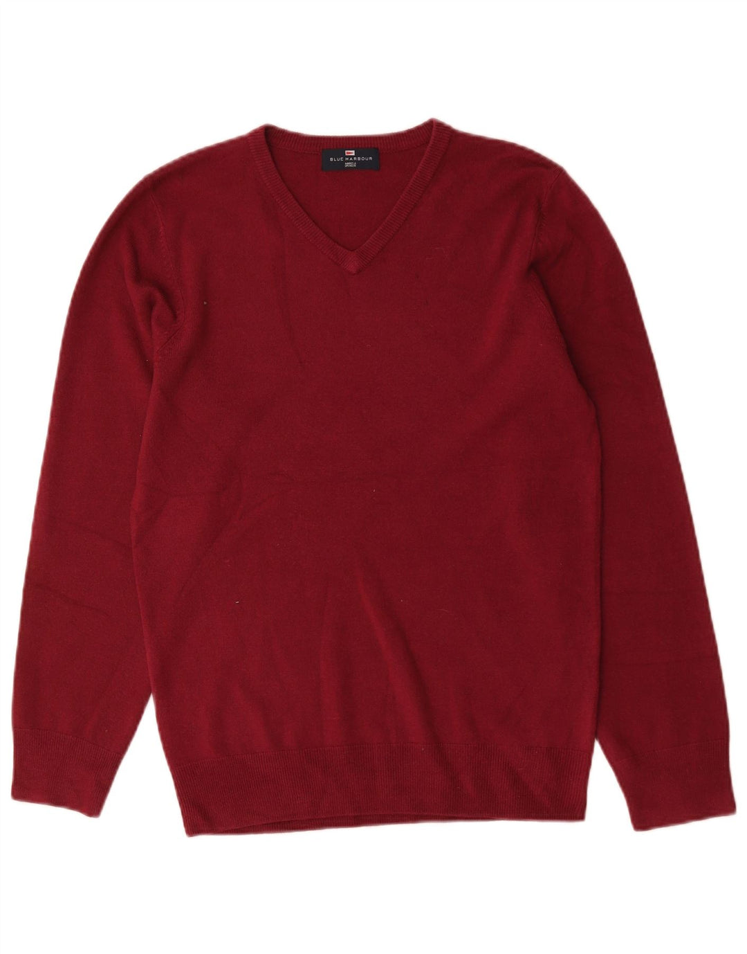 Suéter masculino Marks & Spencer Blue Harbor com decote em V pequeno acrílico vermelho