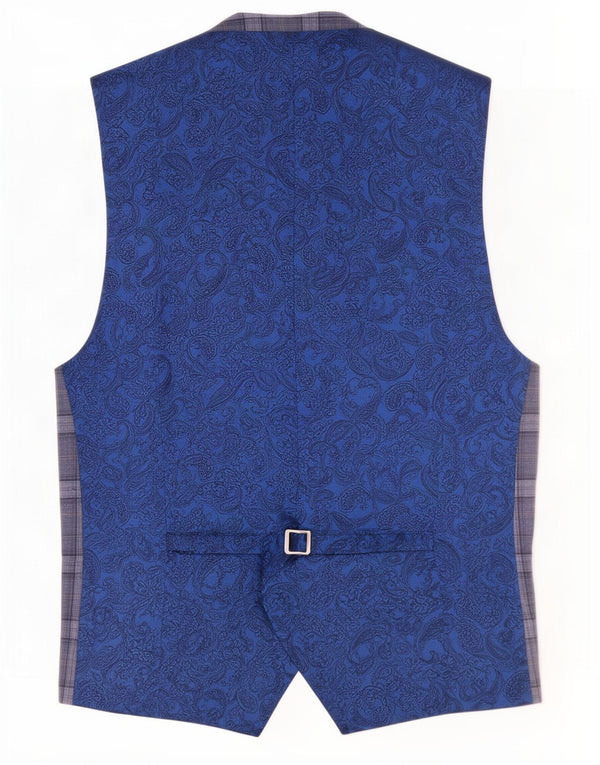 Colete masculino Ted Baker EU 44 XL lã xadrez azul