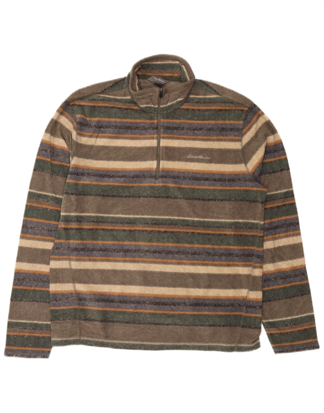 EDDIE BAUER Suéter masculino de lã com zíper e gola média listrado multicolorido
