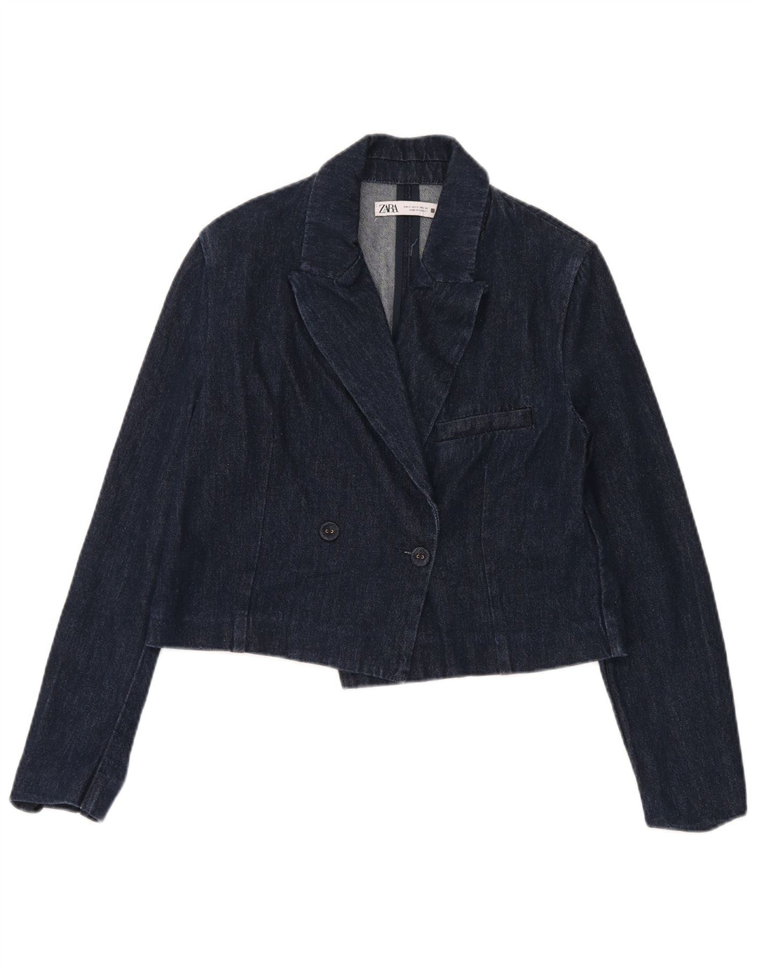 Jaqueta blazer feminina Zara com corte duplo e peito duplo, Reino Unido 10, pequena, azul marinho