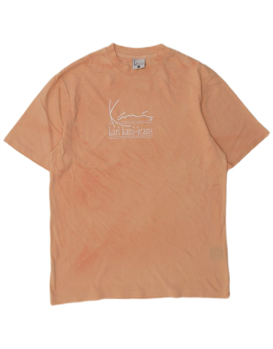 Camiseta gráfica masculina KARL KANI, pequena, rosa, tie-dye, algodão