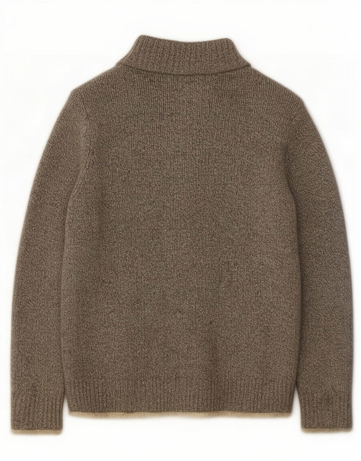 Suéter cardigã masculino L.L.Bean lã de cordeiro manchada cinza médio
