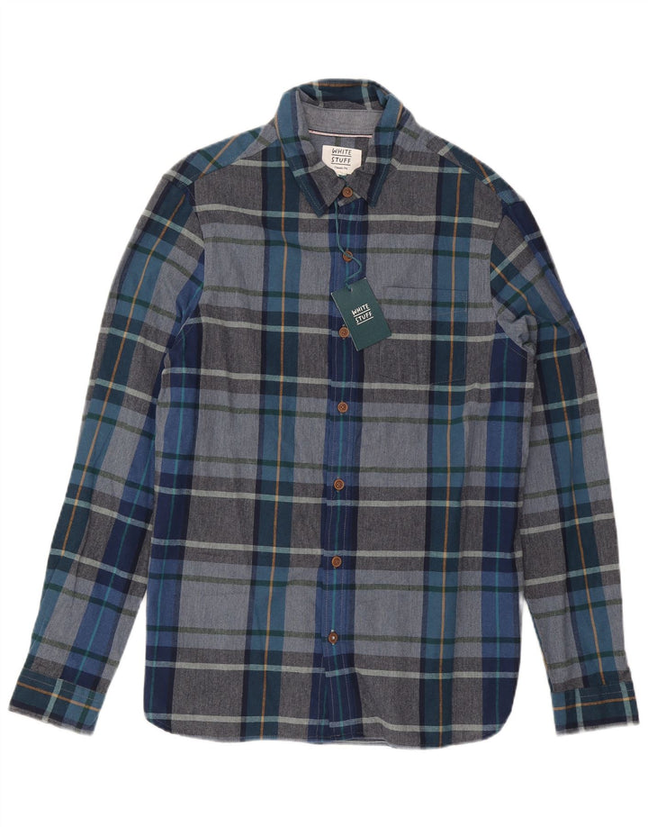 Camisa masculina clássica White Stuff de algodão xadrez azul médio