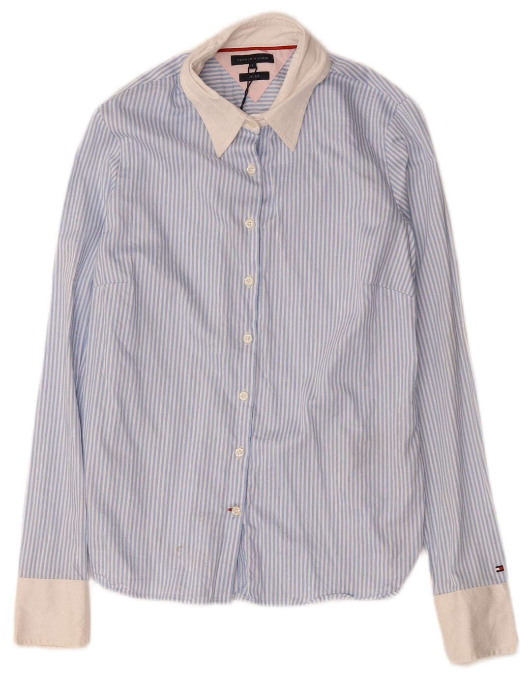 Camisa feminina Tommy Hilfiger EUA 6 algodão listrado azul médio