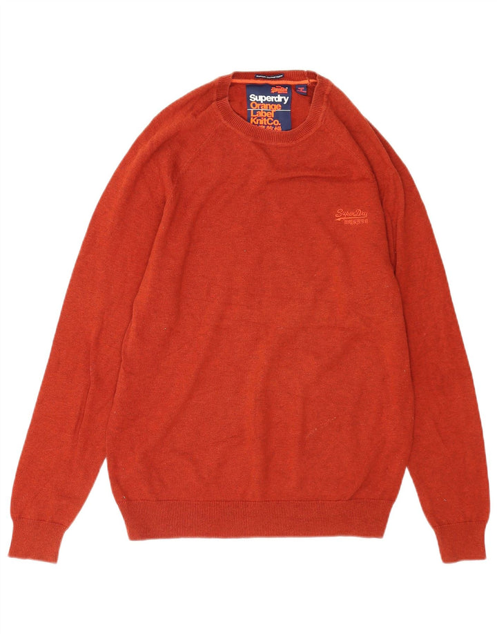 Suéter masculino Superdry com gola redonda e algodão laranja médio