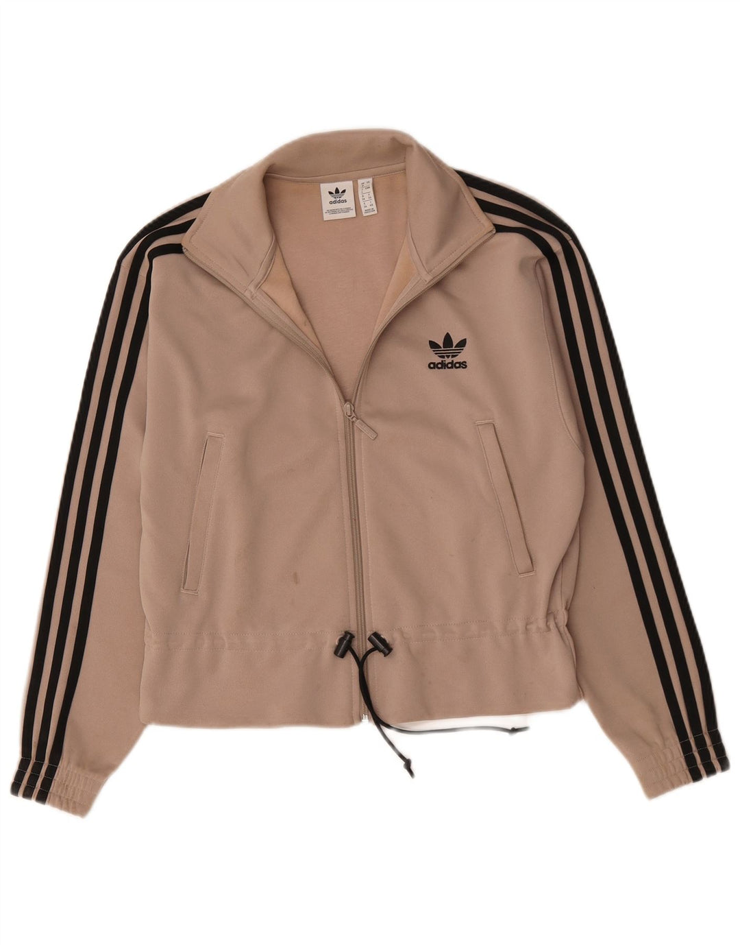Adidas Womens Oversized Tracksuit Top Jacket UK 8 Pequeno Bege Poliéster
