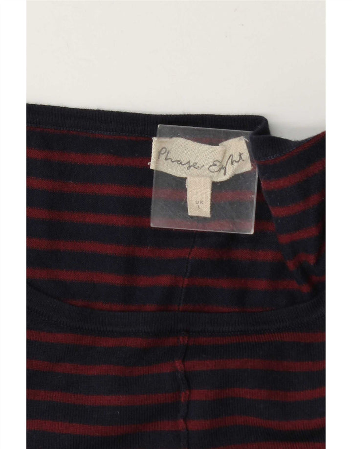 Fase Eight Top feminino oversized manga comprida Reino Unido 16 grande listrado azul marinho