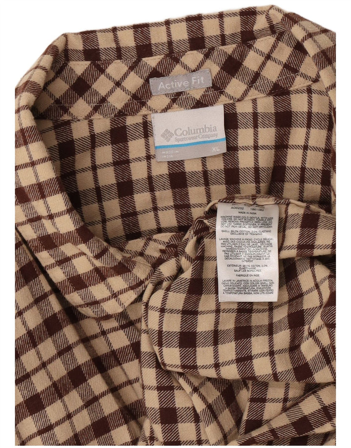 Camisa masculina de flanela Columbia Active XL algodão xadrez bege