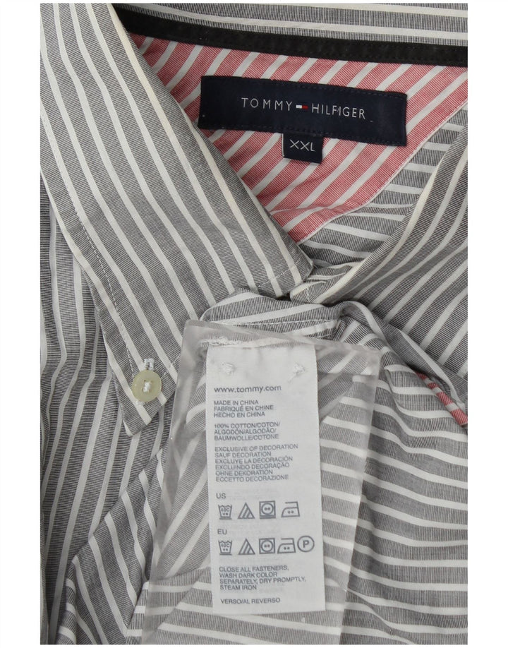 Camisa masculina Tommy Hilfiger 2XL algodão listrado cinza